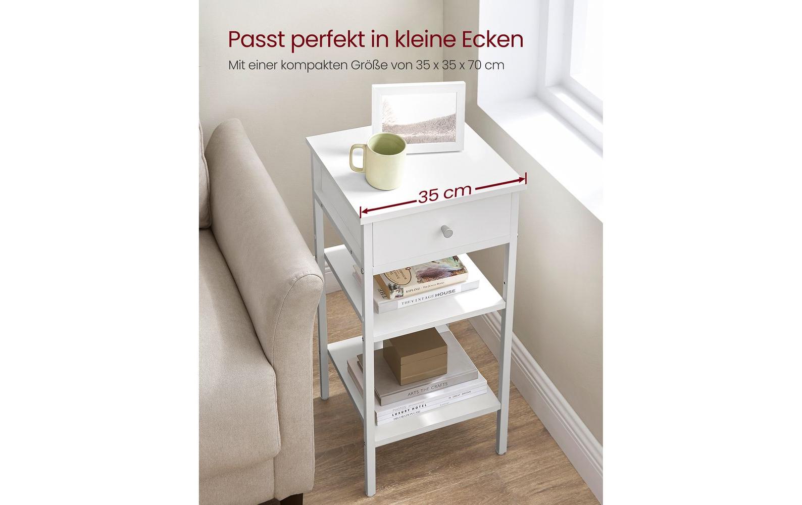 VASAGLE Nachttisch 35 x 70 cm, Weiss