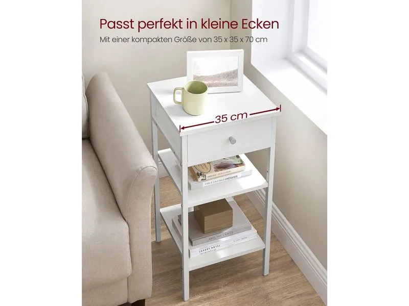 VASAGLE Nachttisch 35 x 70 cm, Weiss VASAGLE Nachttisch 35 x 70 cm, Weiss