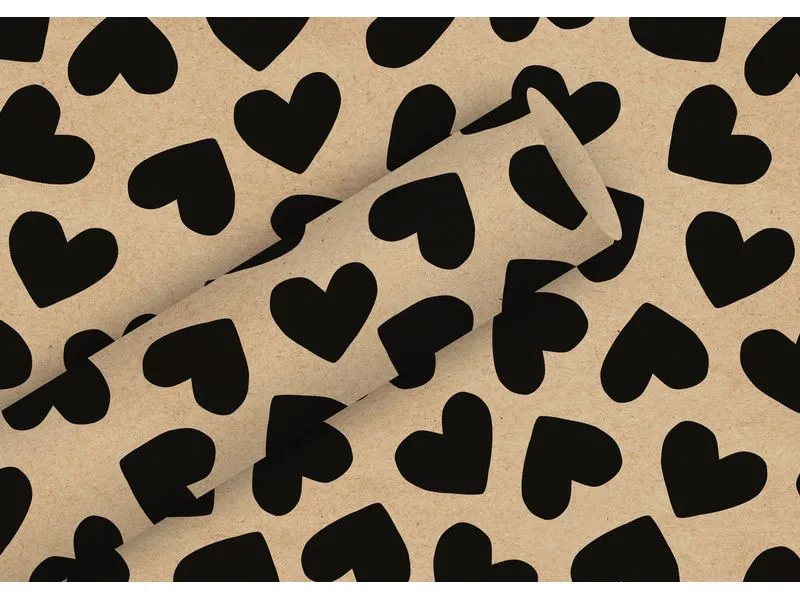 Braun + Company Geschenkpapier Herzen, 2 m x 70 cm