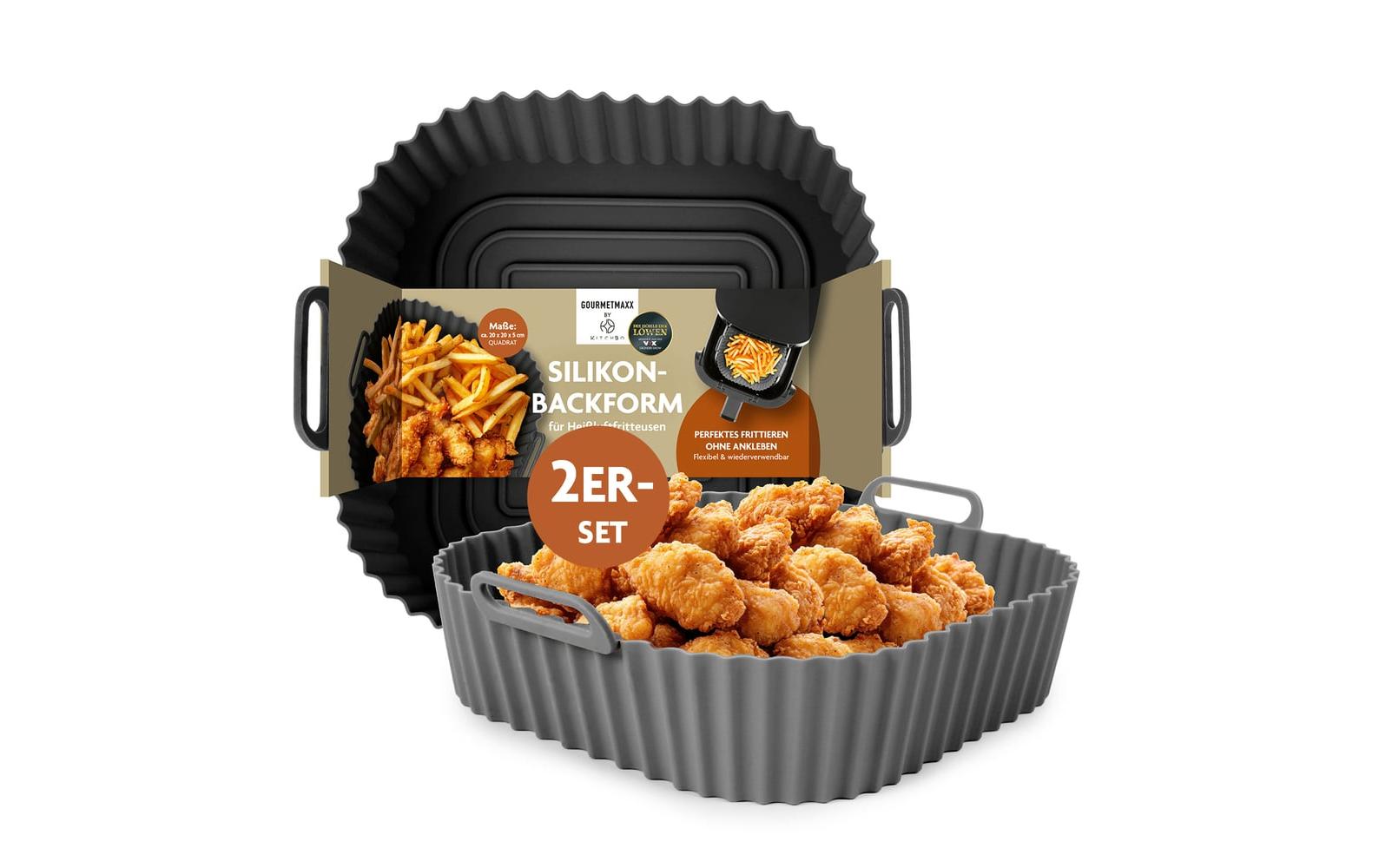 KitchBo Silikonform 20 x 20 x 6.3 cm, Schwarz / Grau