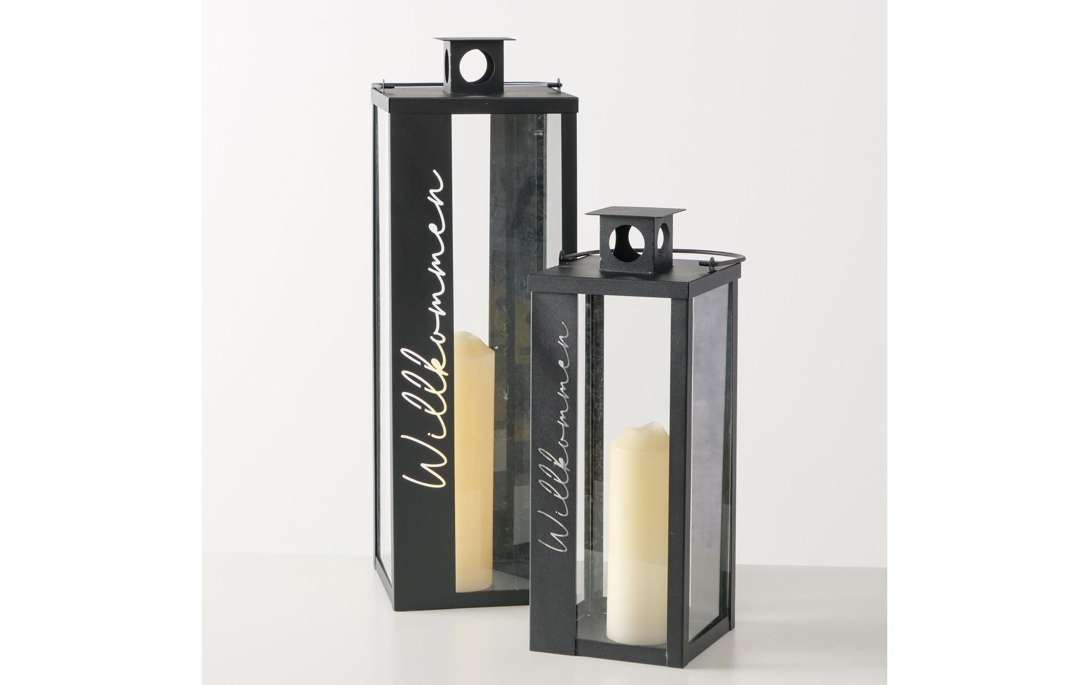 Boltze Laterne Halifax 2-teilig, Schwarz/Transparent