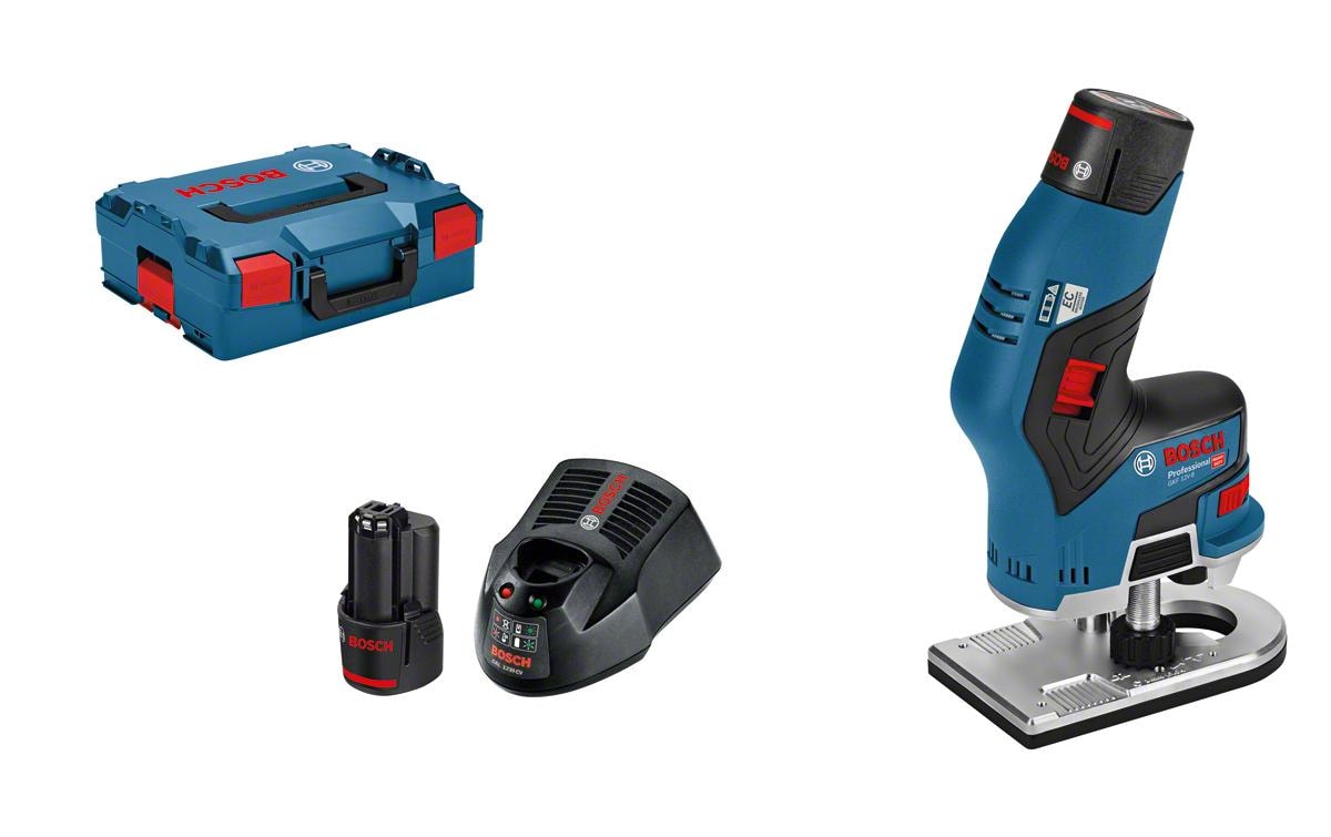 Bosch Professional Akku-Kantenfräse GKF 12V-8, 2 x 3.0Ah, L-Boxx Kit