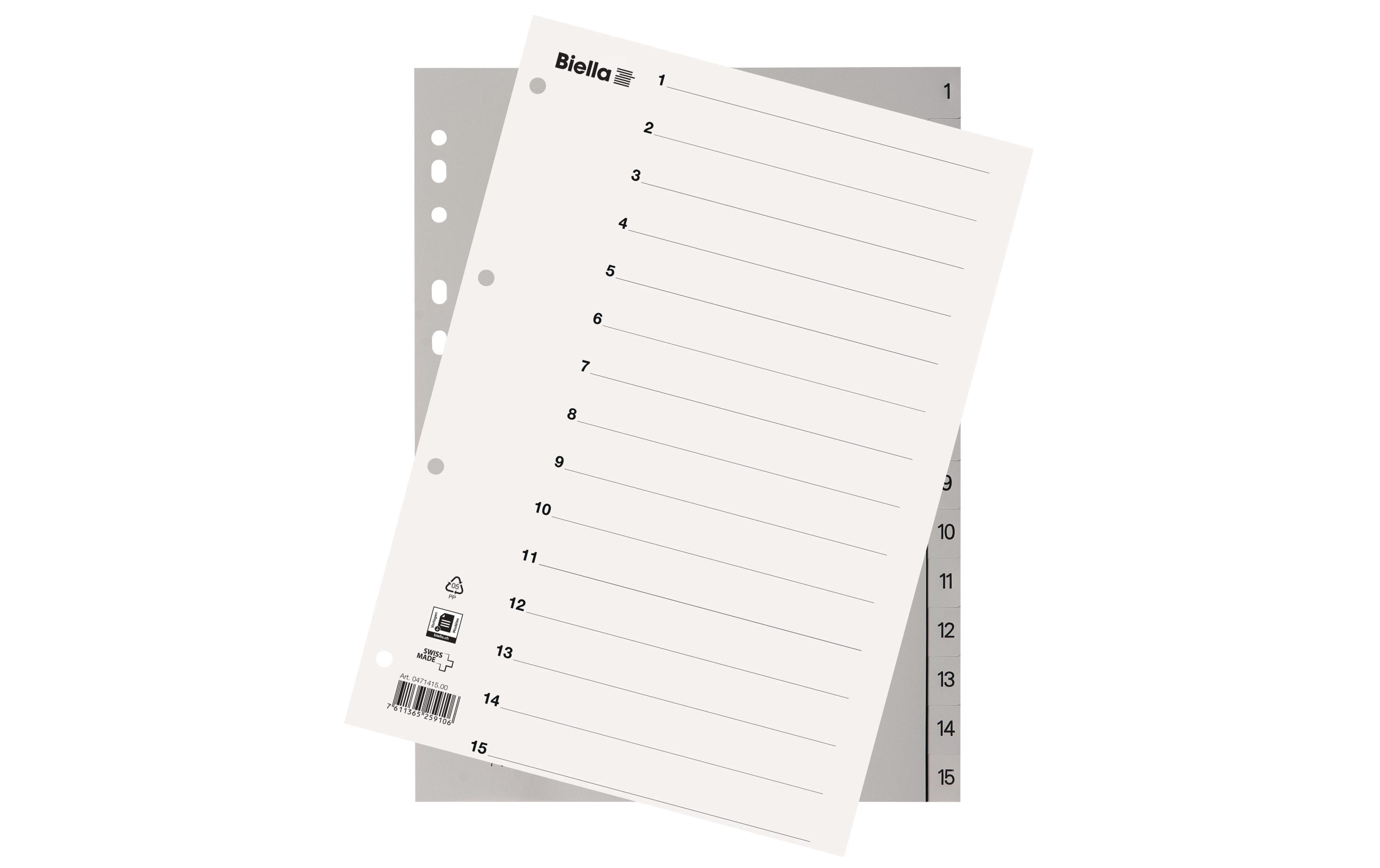 Biella Register A4 1-15 mit Indexblatt Biella Register A4 1-15 mit Indexblatt