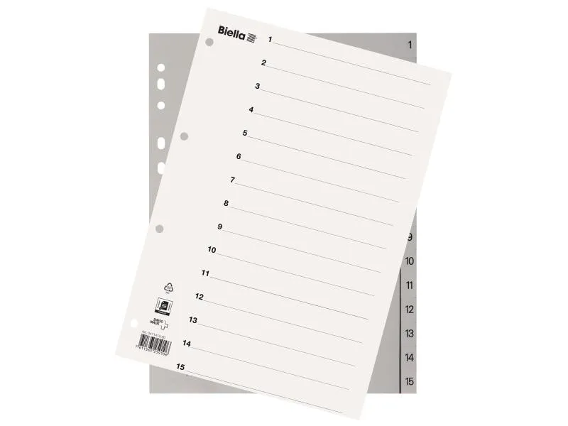 Biella Register A4 1-15 mit Indexblatt