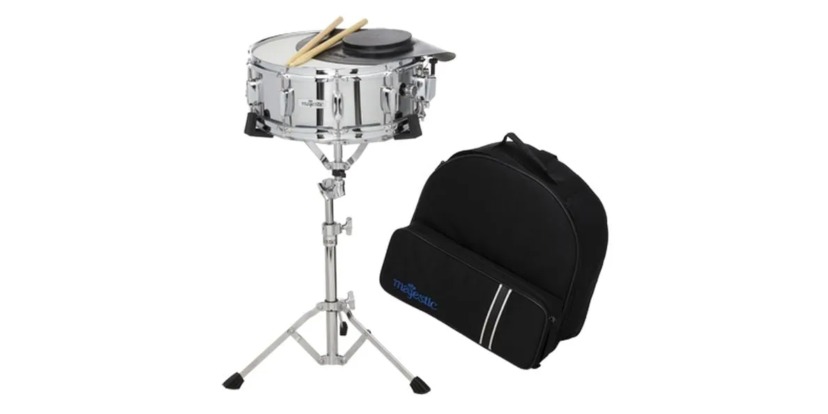 Majestic AK14D Snare Drum Set mit Ständer Tasche Sticks