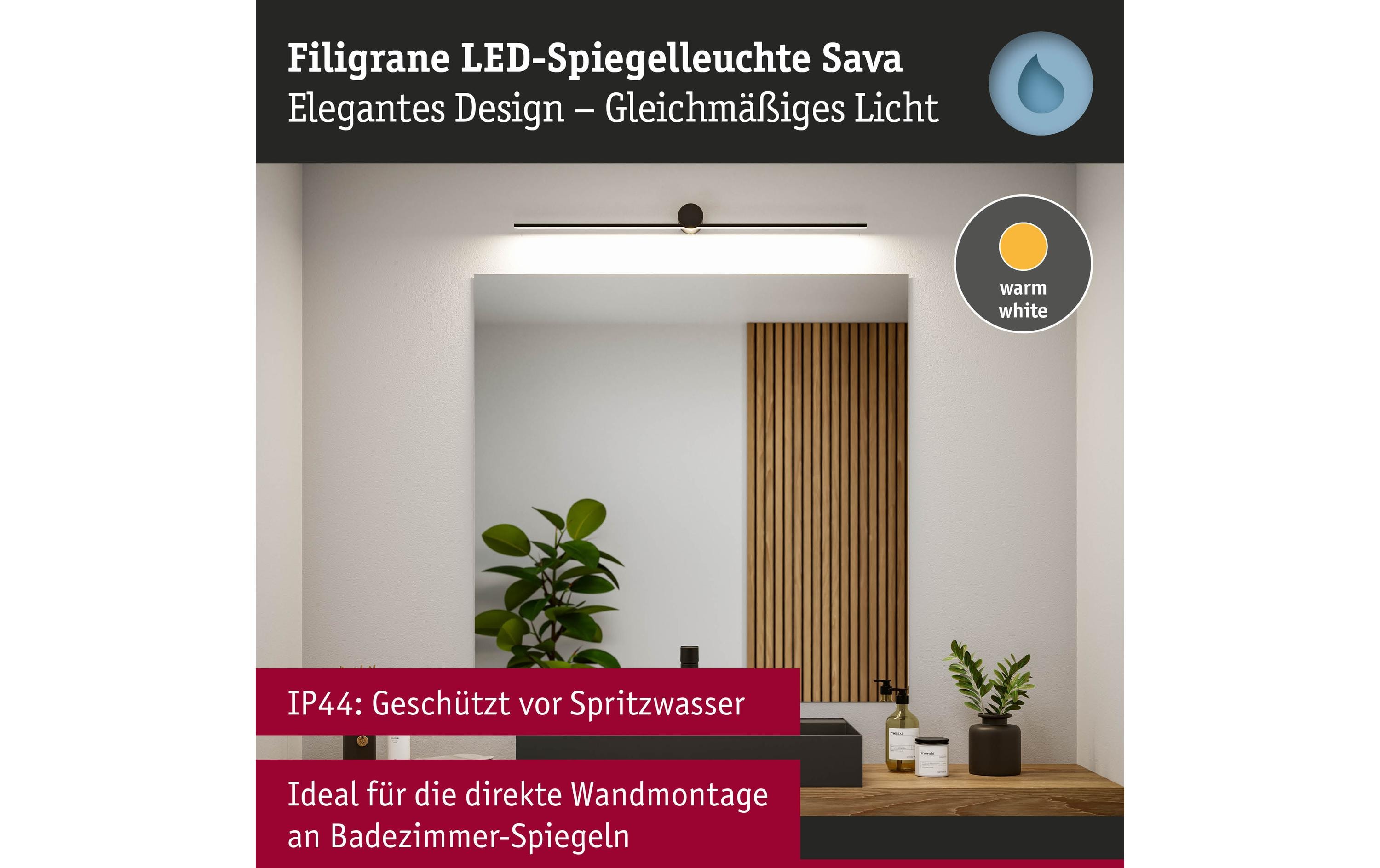 Paulmann Spiegelleuchte LED Sava 7.5W Schwarz