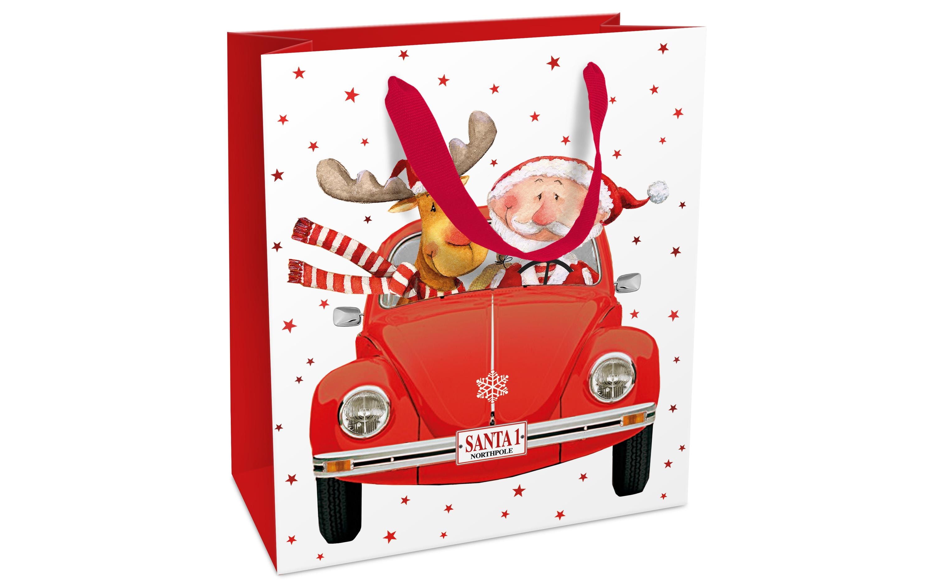 Braun + Company Geschenktasche Santa's Red Car 18 x 21 x 8 cm
