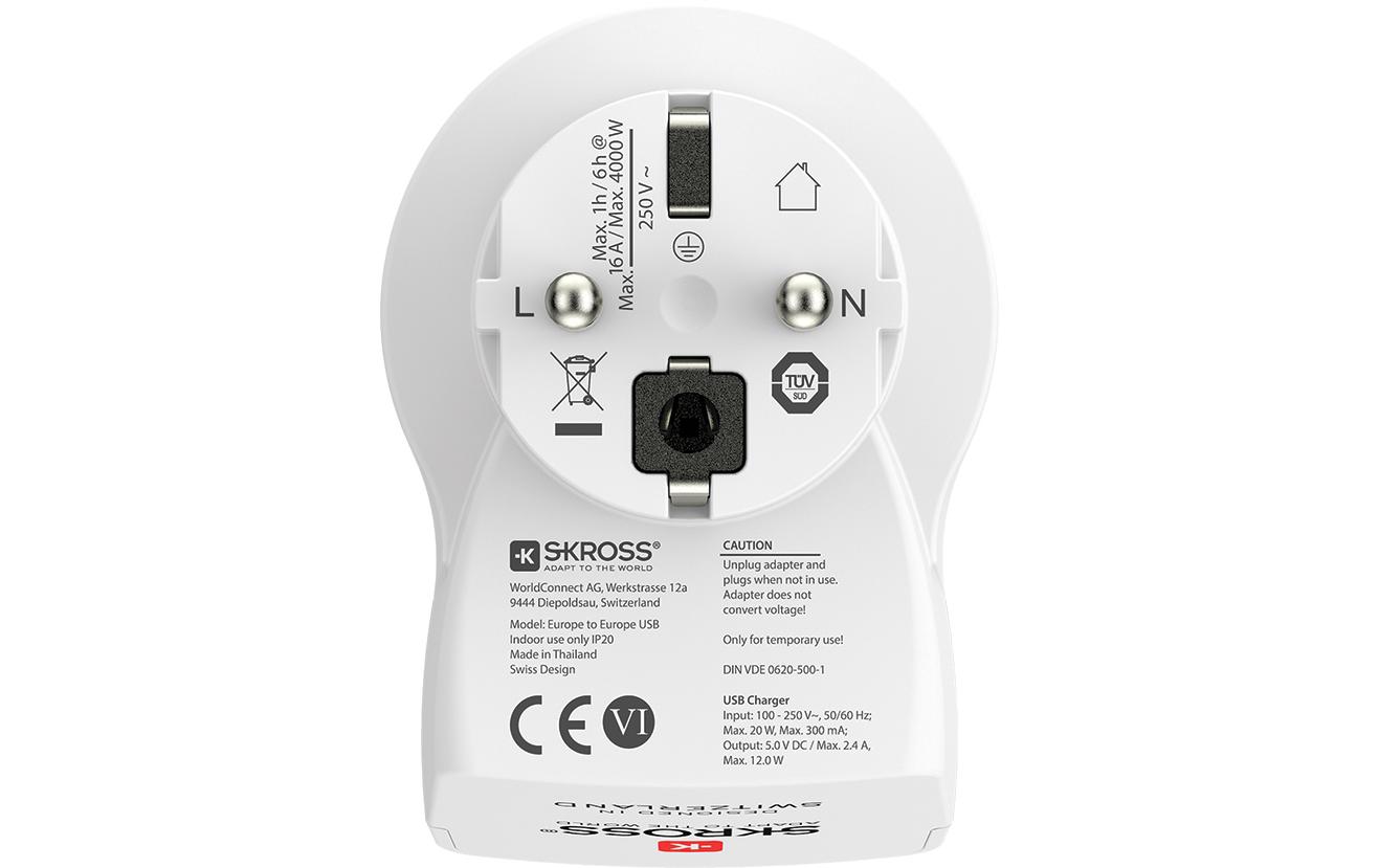SKROSS Reiseadapter Country Europe / Europe, USB
