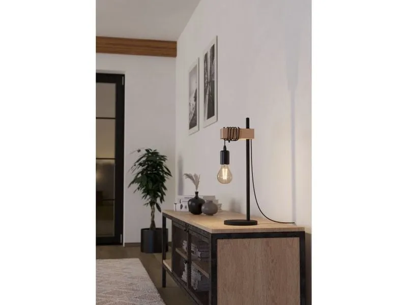 EGLO Leuchten Tischleuchte TOWNSHEND schwarz, braun exkl. E27 1x10W EGLO Leuchten Tischleuchte TOWNSHEND schwarz, braun exkl. E27 1x10W