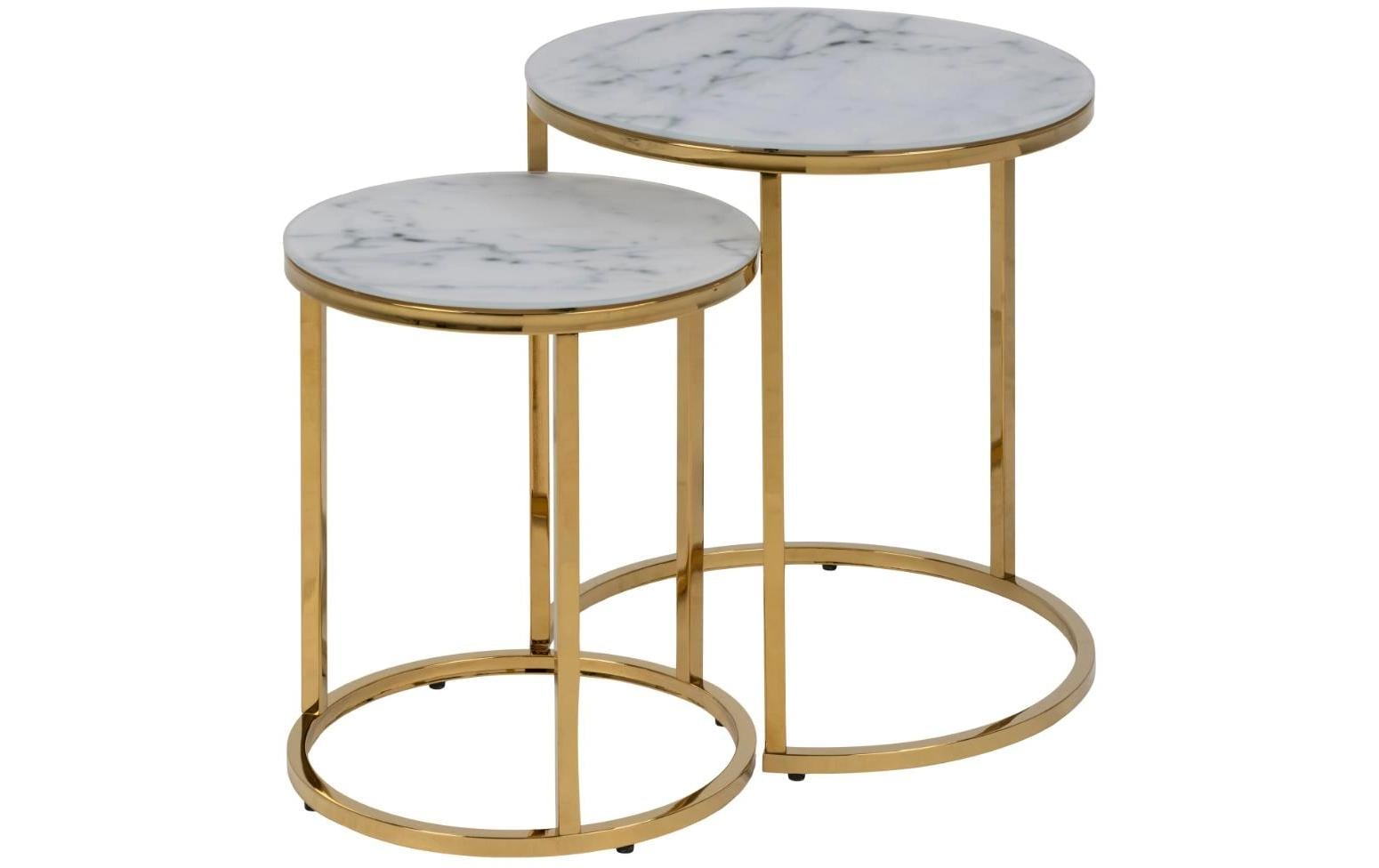 AC Design Couchtisch Alisma 2 Stück, rund, Gold/Weiss AC Design Couchtisch Alisma 2 Stück, rund, Gold/Weiss