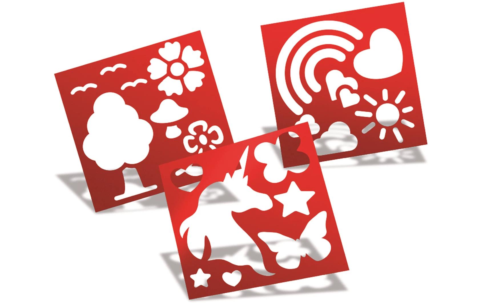 Pustefix Einhornschablone mit 18 Strassenkreiden