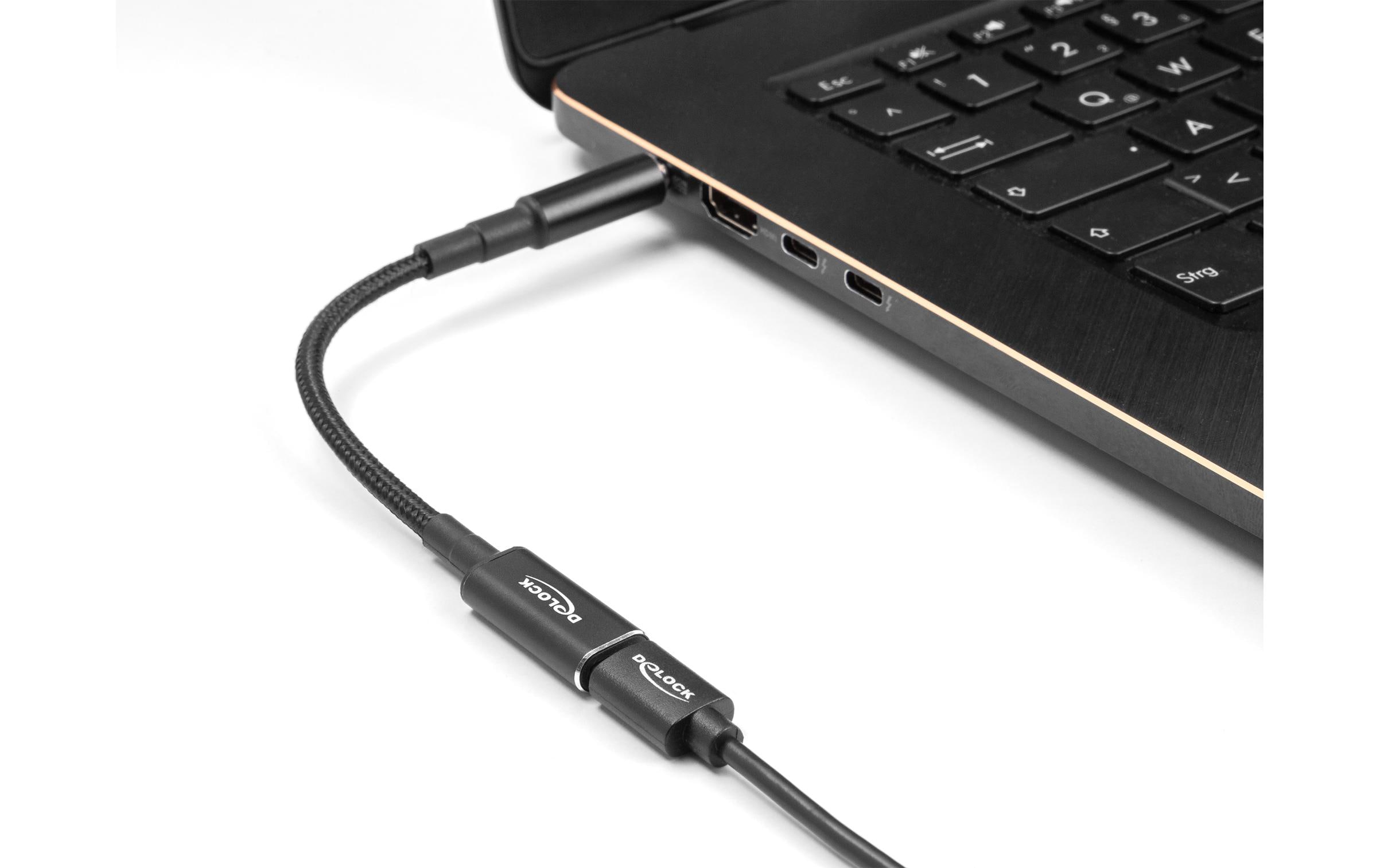 Delock Ladekabel USB-C zu 5.5 x 2.5 mm Stecker 90° gewinkelt, 15 cm