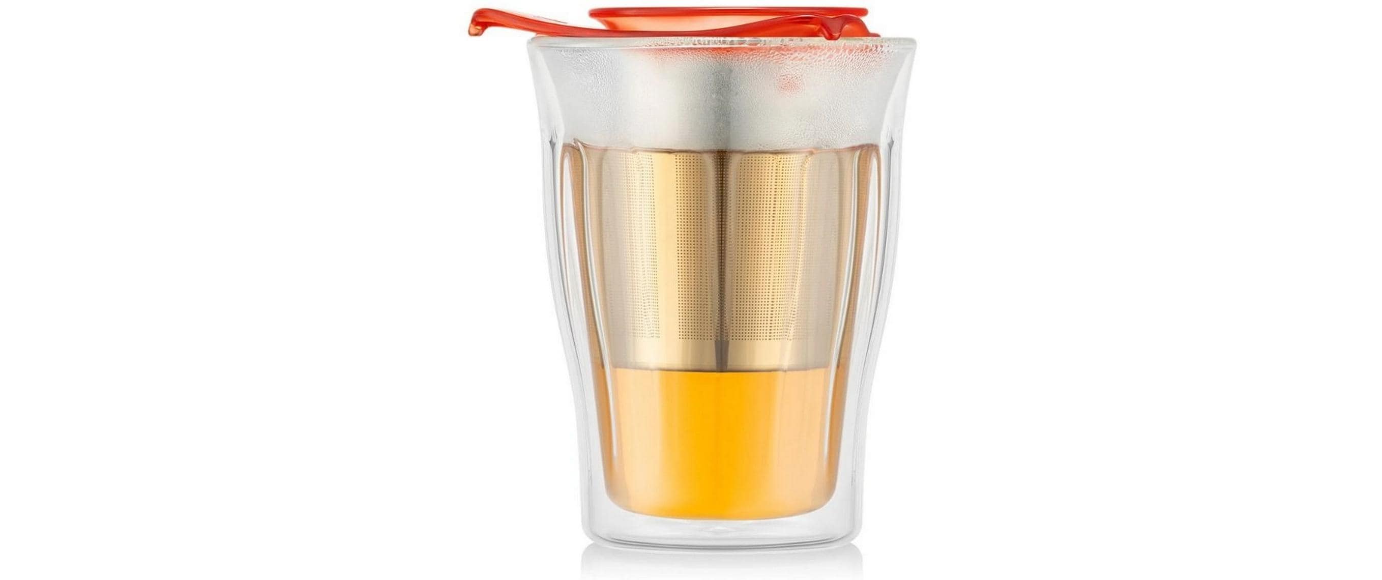 Bodum Copenhagen Set Doppelwandiges Glas 350 ml, Bright Coral
