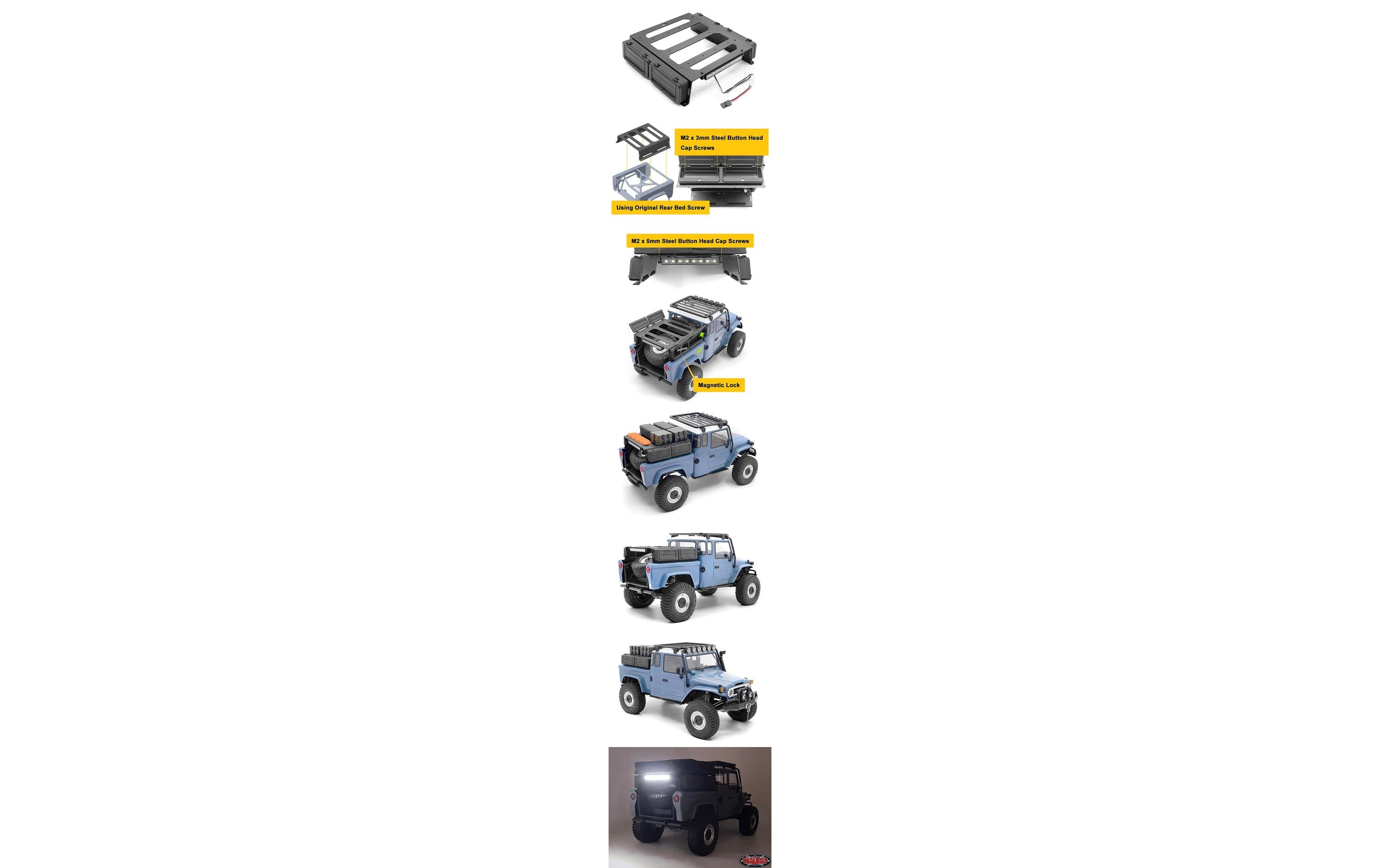 RC4WD Modellbau-Dachträger mit Werkzeugbox & LED VS4-10 Phoenix