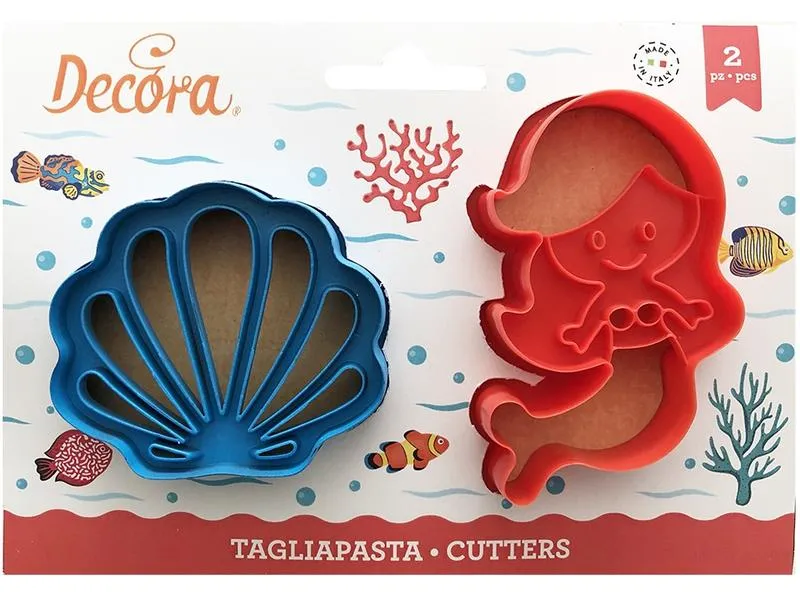 Decora Guetzli-Ausstecher-Set 2 Stück, Meerjungfrau und Muschel