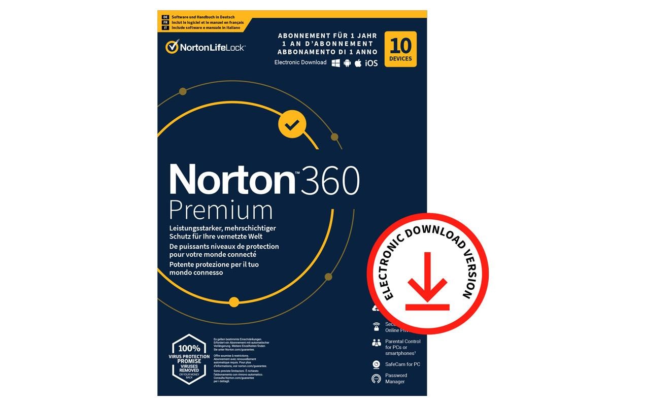 Norton Norton 360 Premium ESD, 10 Device, 1 Jahr Norton Norton 360 Premium ESD, 10 Device, 1 Jahr