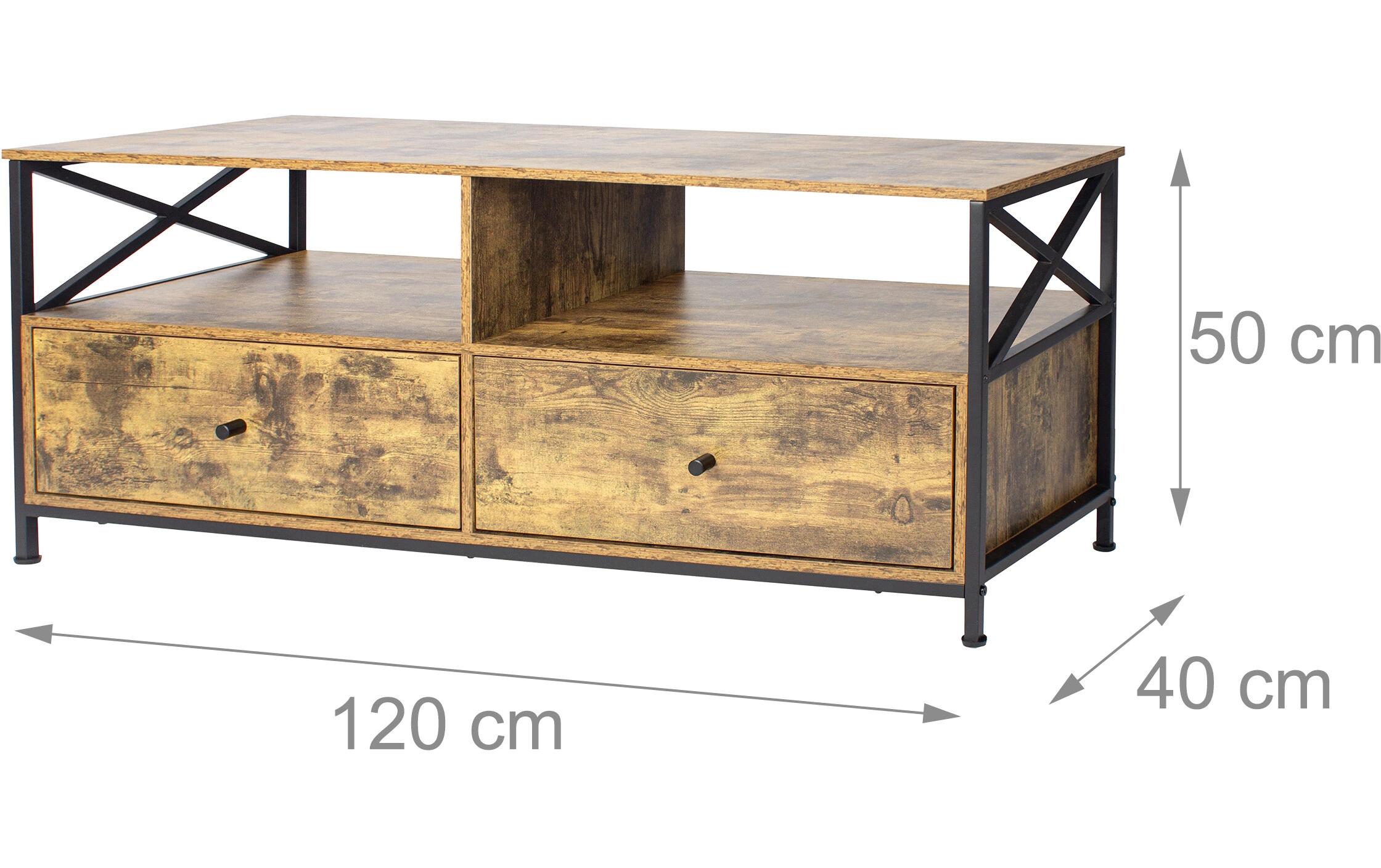 relaxdays TV-Möbel 120 x 40 cm, Braun/Schwarz 55 Zoll