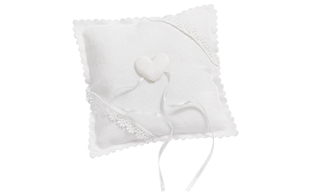 HobbyFun Hochzeitsaccessoire Ringkissen 14 cm, Weiss