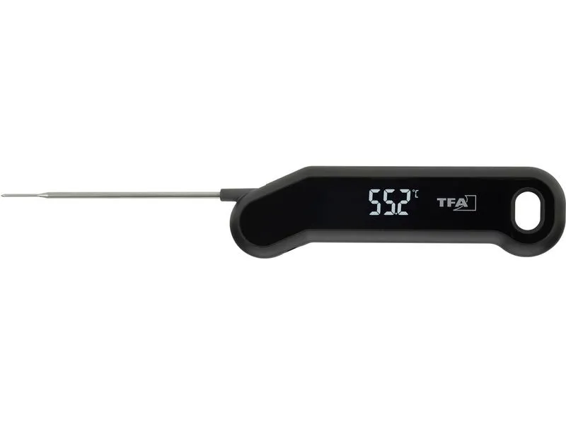 TFA Dostmann Küchenthermometer Digital, Profi, Einstech, IP66, Schwarz
