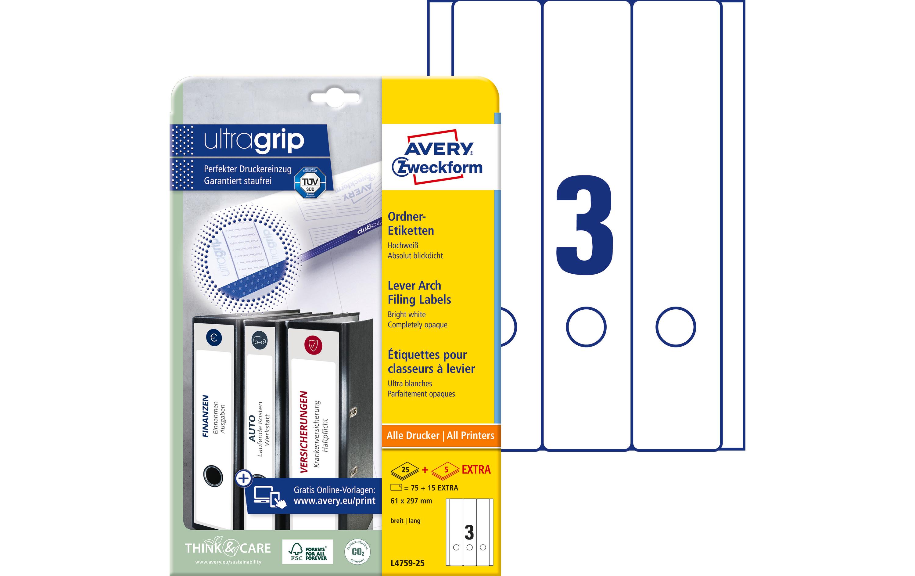 Avery Zweckform Ordneretiketten L4759 61 x 297 mm, 30 Blatt Avery Zweckform Ordneretiketten L4759 61 x 297 mm, 30 Blatt