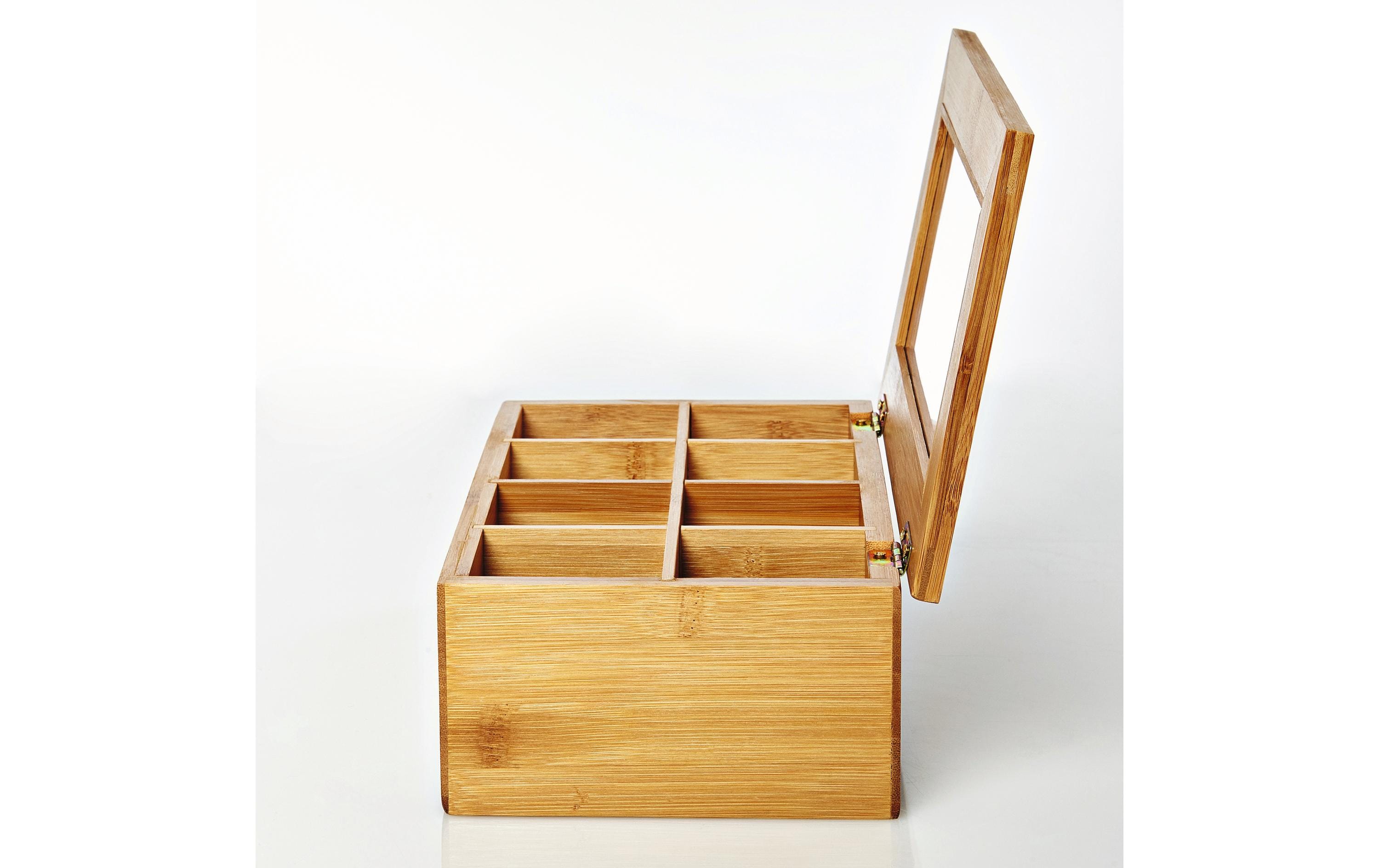 Lumaland Teebeutel-Box 28 x 16 x 9 cm Bambus, China, 8 Fächer