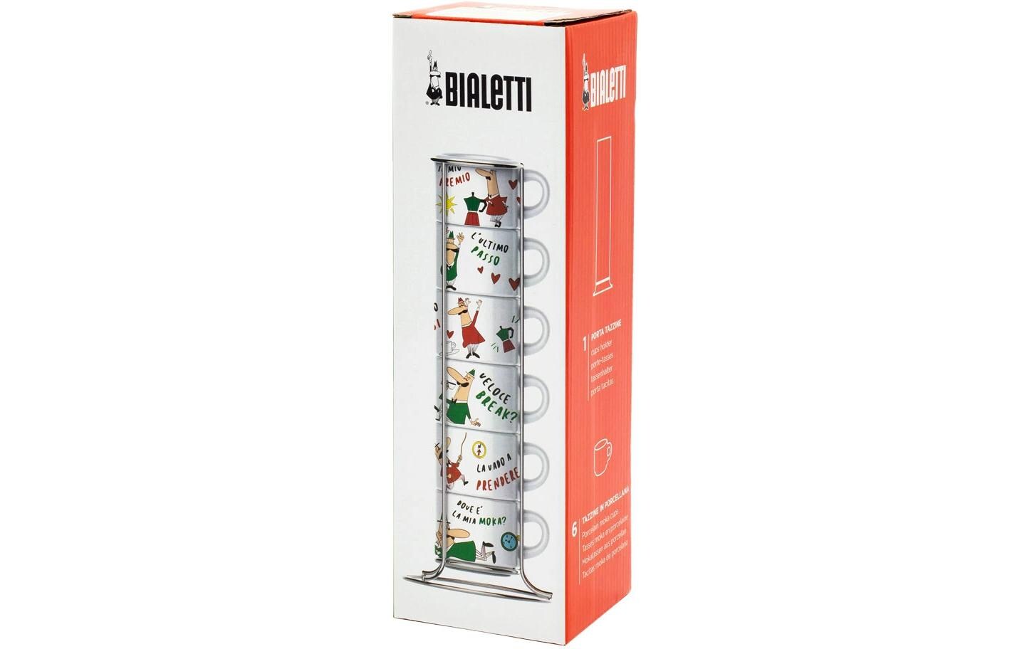 Bialetti Kaffeetassen Set 65 ml, 6 Stück, Mehrfarbig