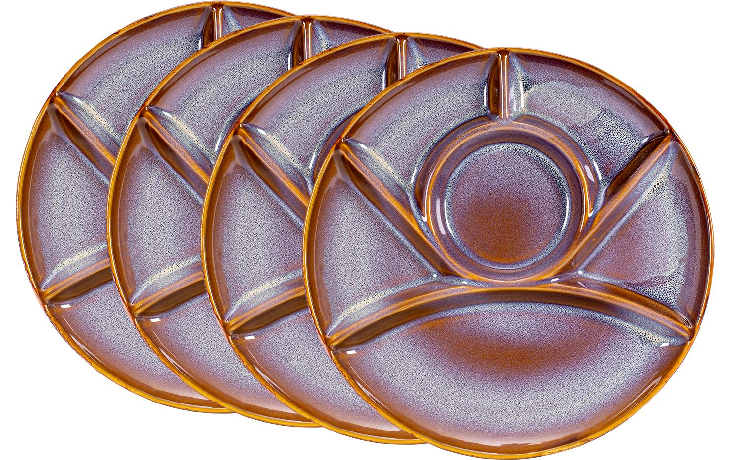 Kadastar Fondue-Teller Montagna Blau/Braun