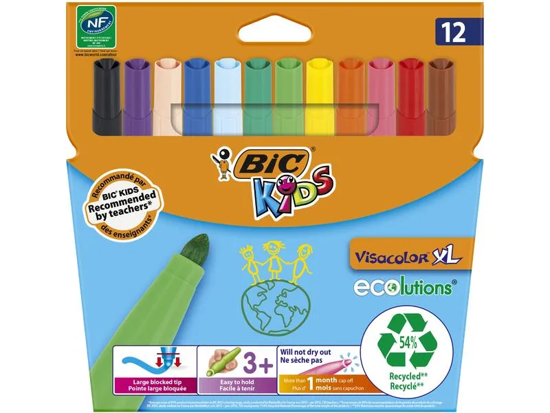 BIC Filzstift Kids Visacolor XL ecolutions 4.5 mm, 12er Set BIC Filzstift Kids Visacolor XL ecolutions 4.5 mm, 12er Set