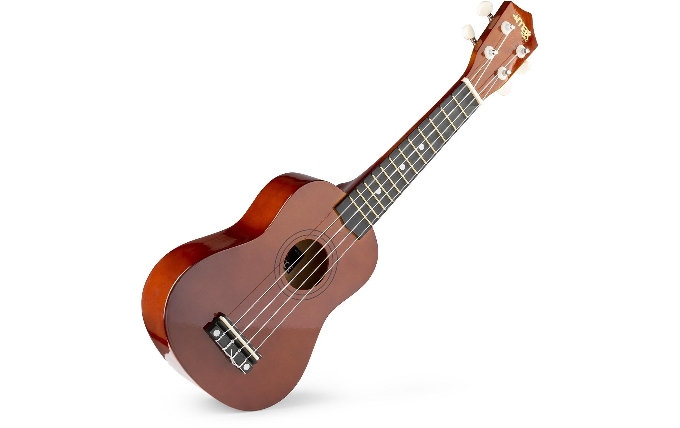 MAX Ukulele UKEY Set Soprano Dunkel Natur 21 Zoll
