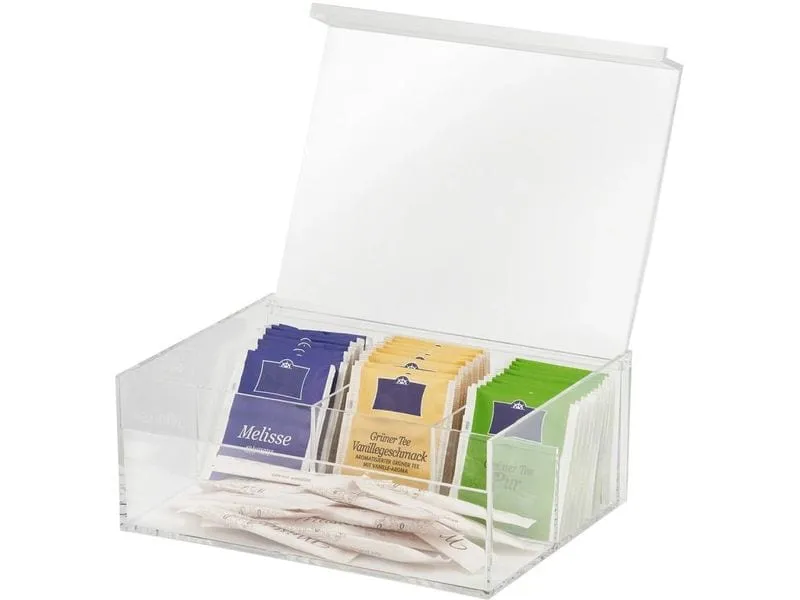 APS Teebox / Multibox, ca. 22 x 17 cm, H8.5 cm Weiss/Transparent