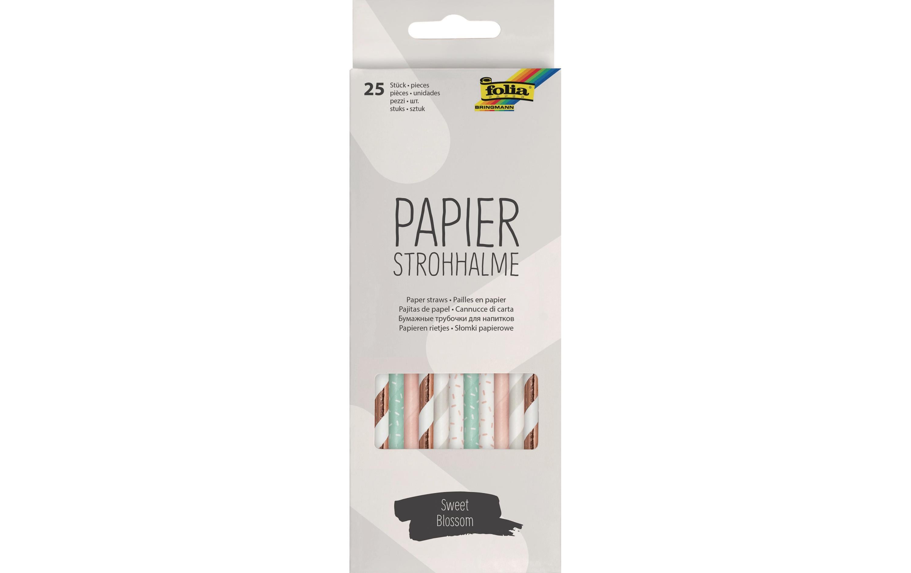 Folia Strohhalm Papier, 25 Stück, Mehrfarbig