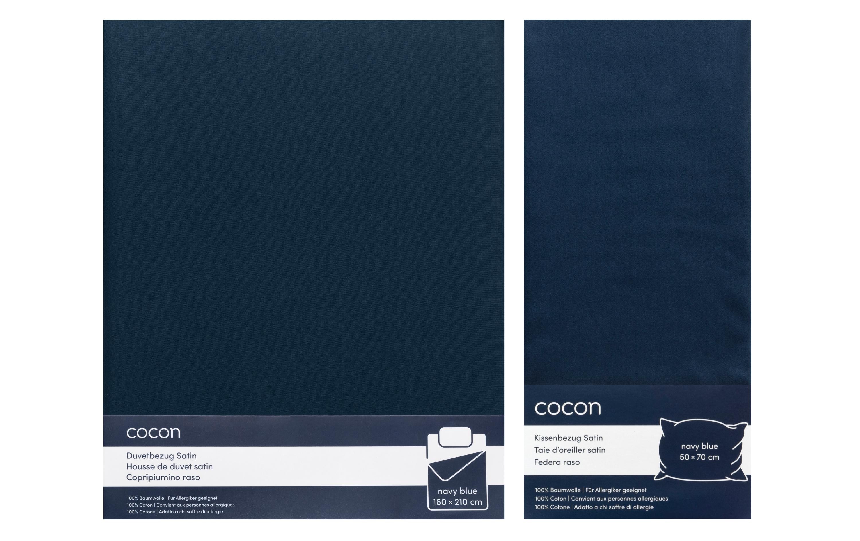COCON Bettwäsche Satin 160 x 210 / 50 x 70, Marineblau