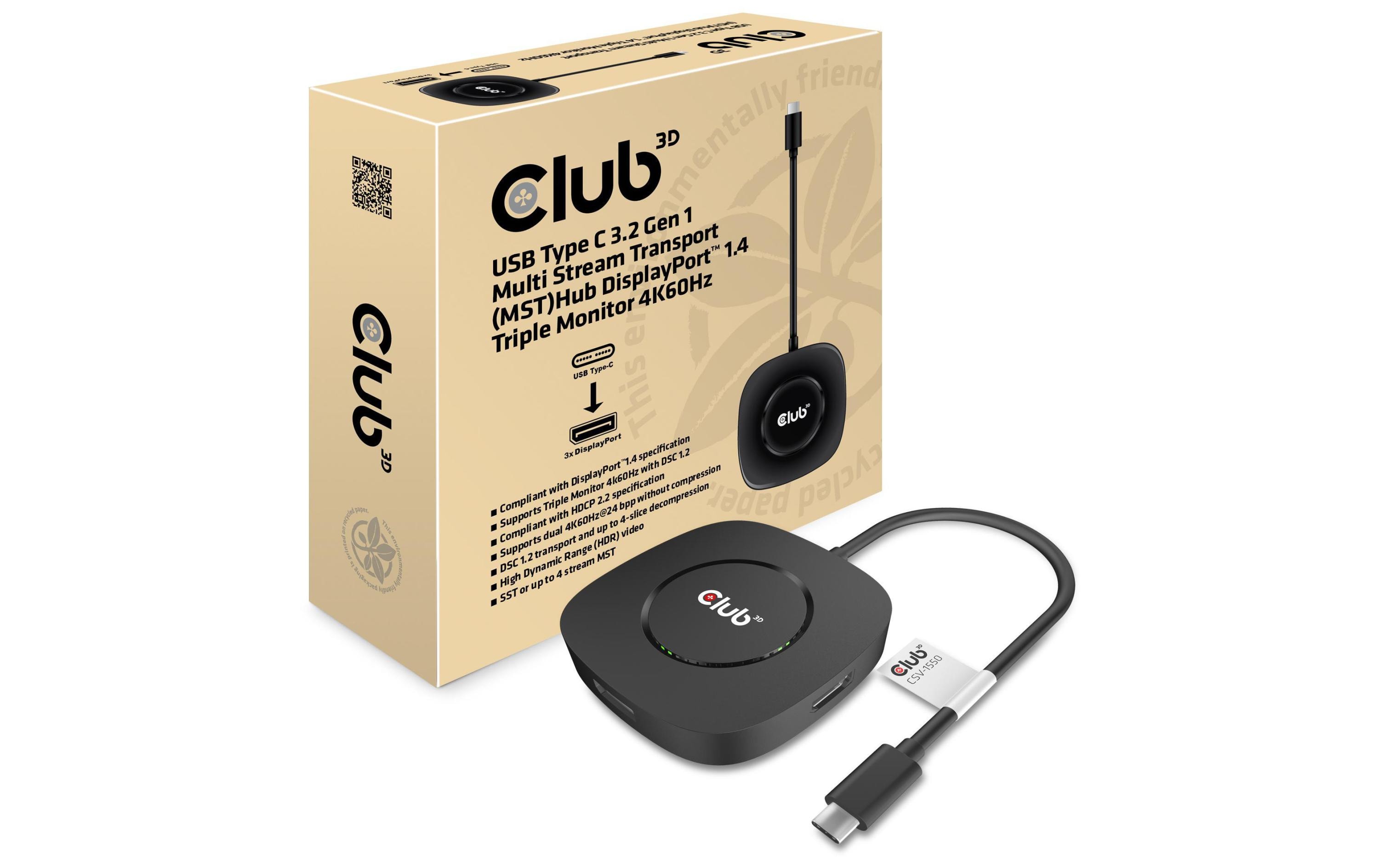 Club 3D Adapter CSV-1550 MST Hub USB 3.2 Typ C – DisplayPort 1.4