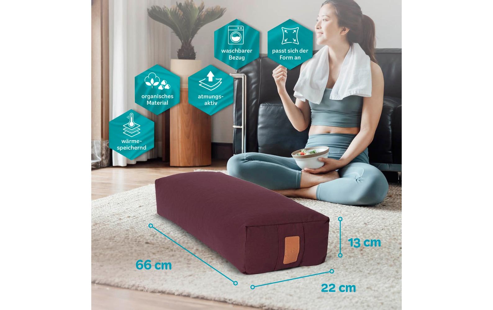 DoYourYoga Yoga-Bolster Paravati Bio-Dinkelspelz, Dunkelrot