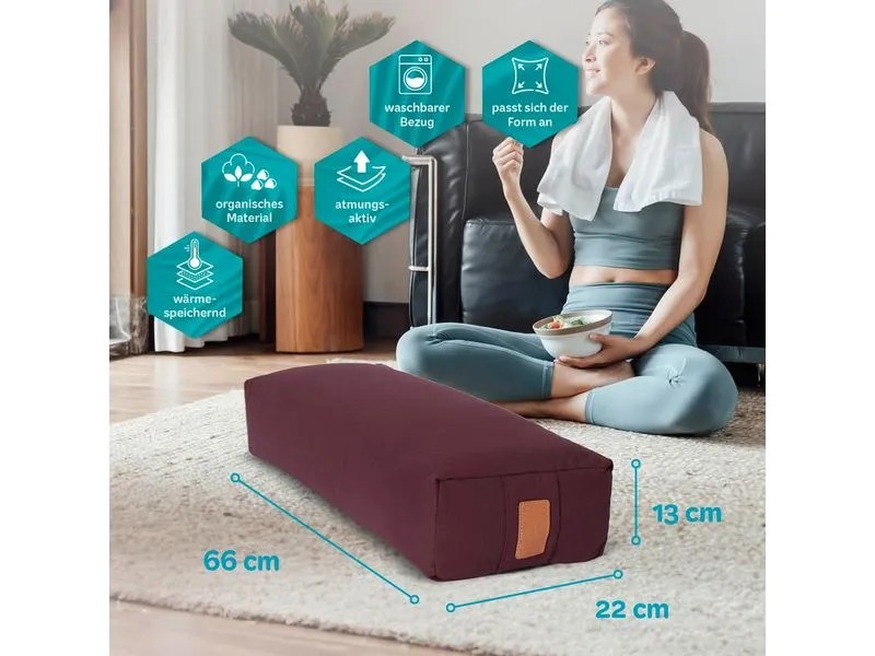 DoYourYoga Yoga-Bolster Paravati Bio-Dinkelspelz, Dunkelrot DoYourYoga Yoga-Bolster Paravati Bio-Dinkelspelz, Dunkelrot
