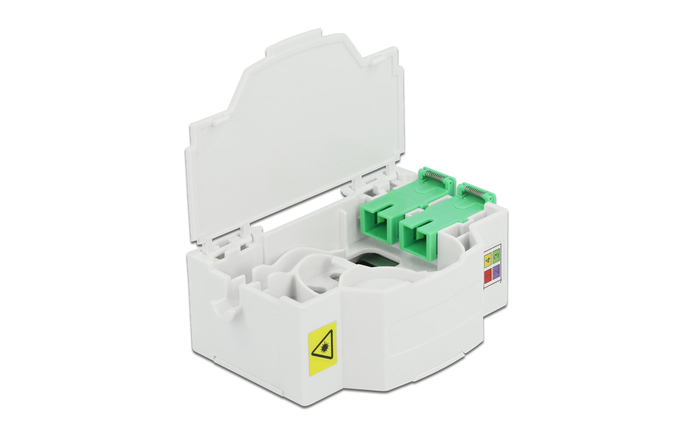 Delock LWL Anschlussdose für Hutschiene 4x SC/LC weiss