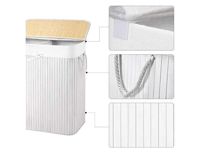 Songmics Wäschekorb mit Deckel 100 l, Weiss Songmics Wäschekorb mit Deckel 100 l, Weiss