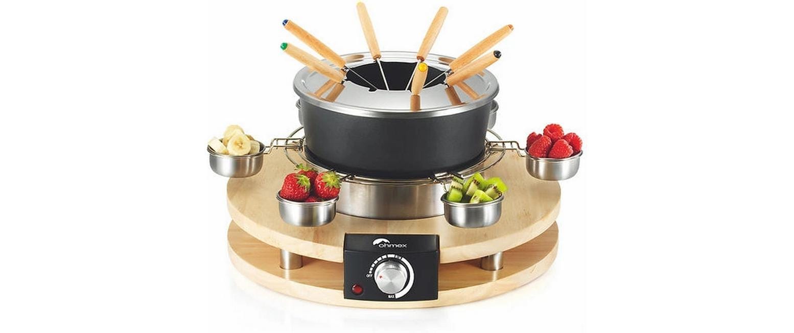 OHMEX Fondue-Rechaud OHM-FND-1060 16 Teile, Schwarz/Silber