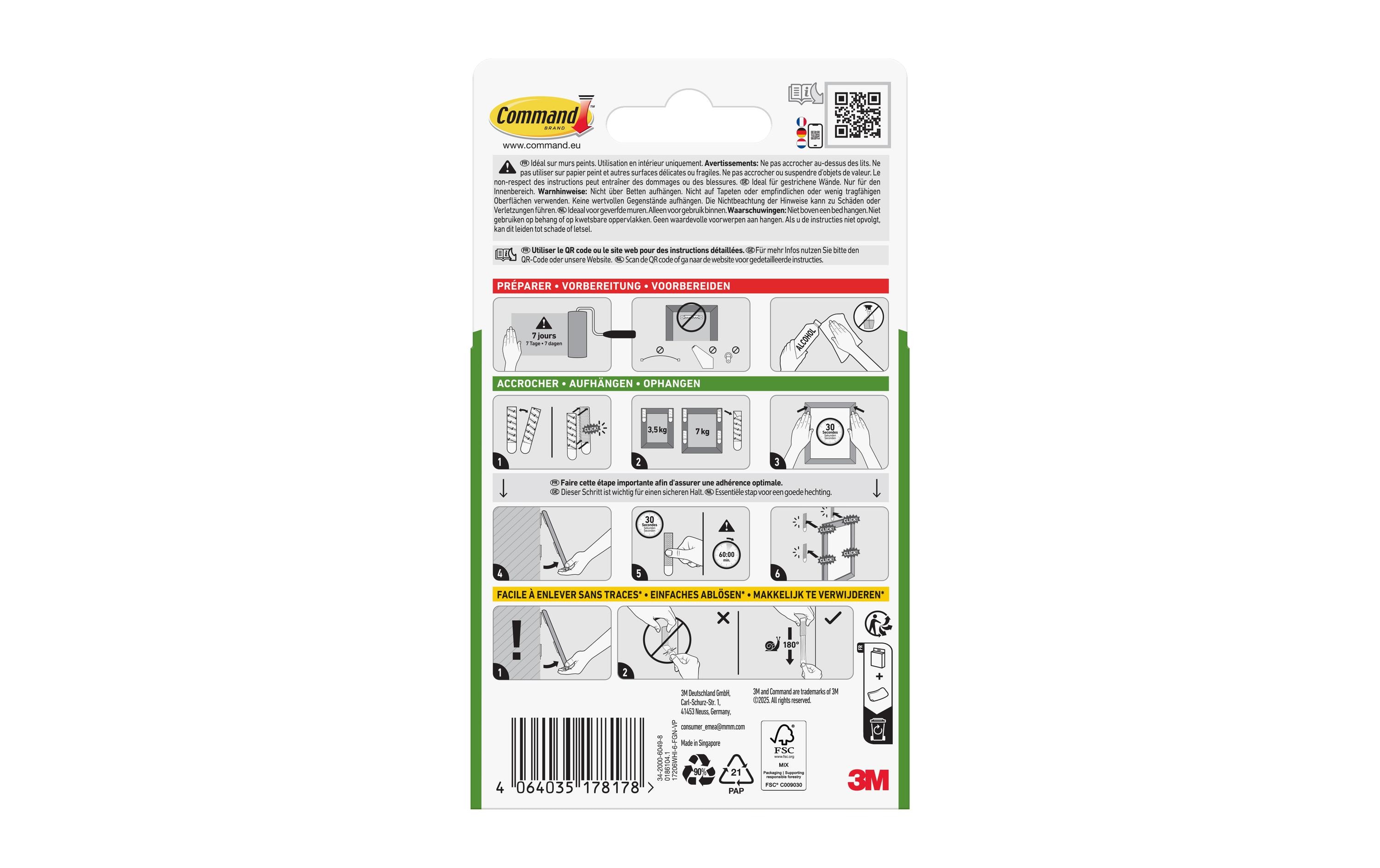 Command Klebestrip, 6 Paar L, Vorteilspack 7 kg, Weiss