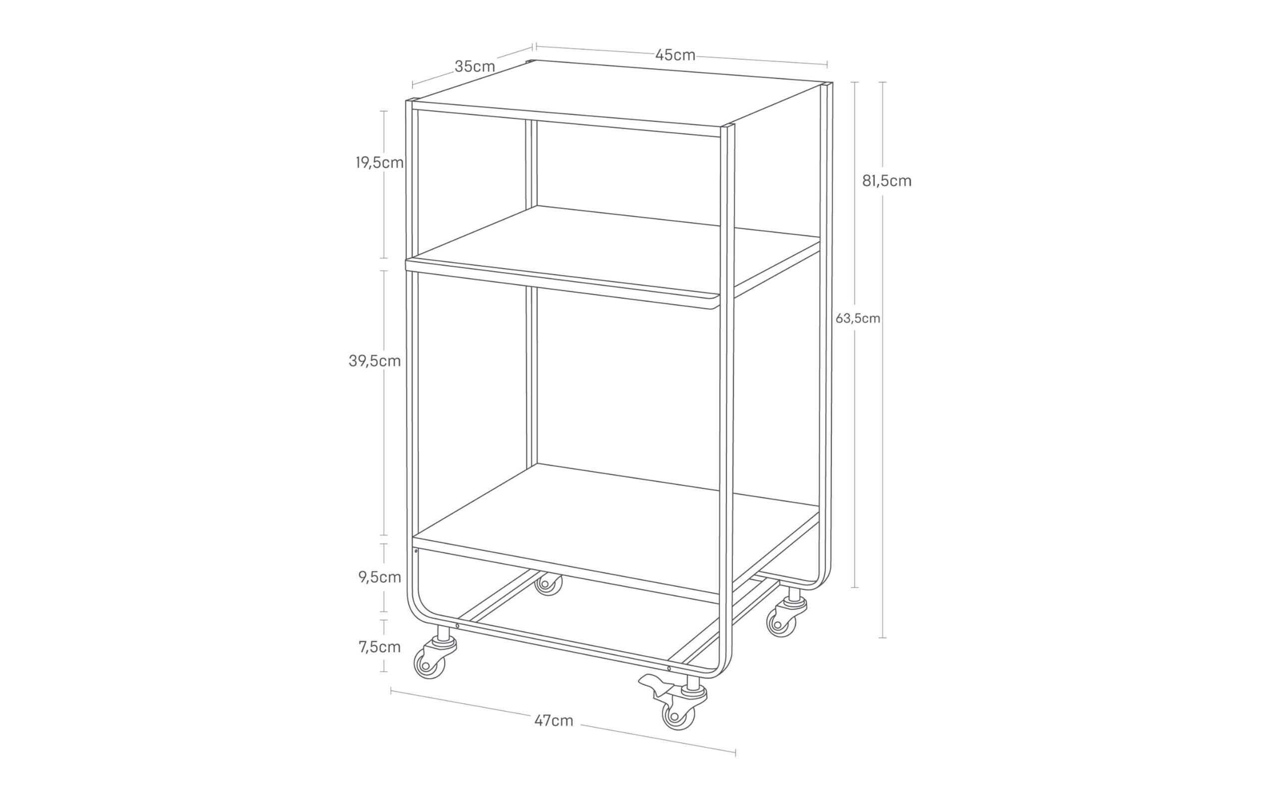 Yamazaki Küchenwagen Tower 49 x 81.5 x 38 cm, Weiss