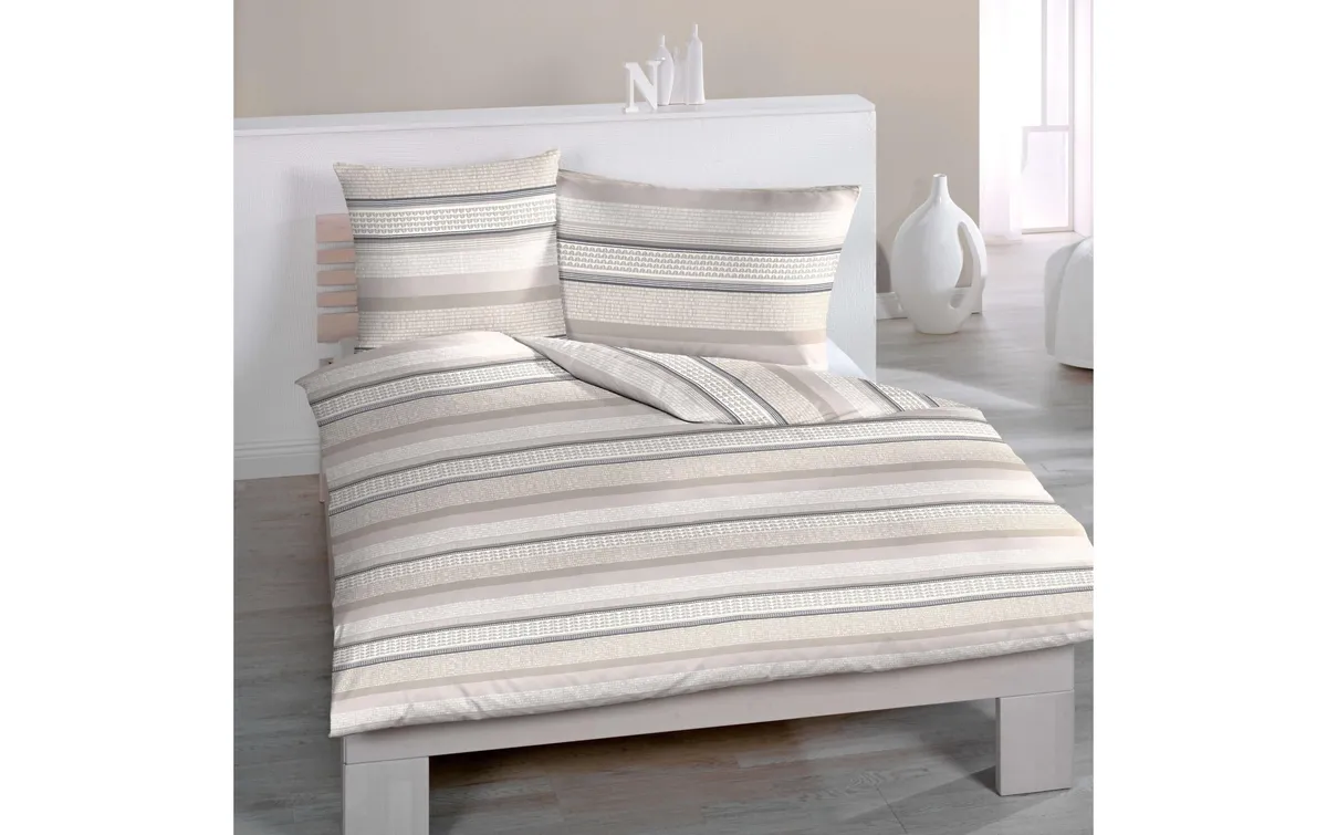 Home Fashion Kopfkissenbezug Satin Ilsy Beige, 65 x 100 cm