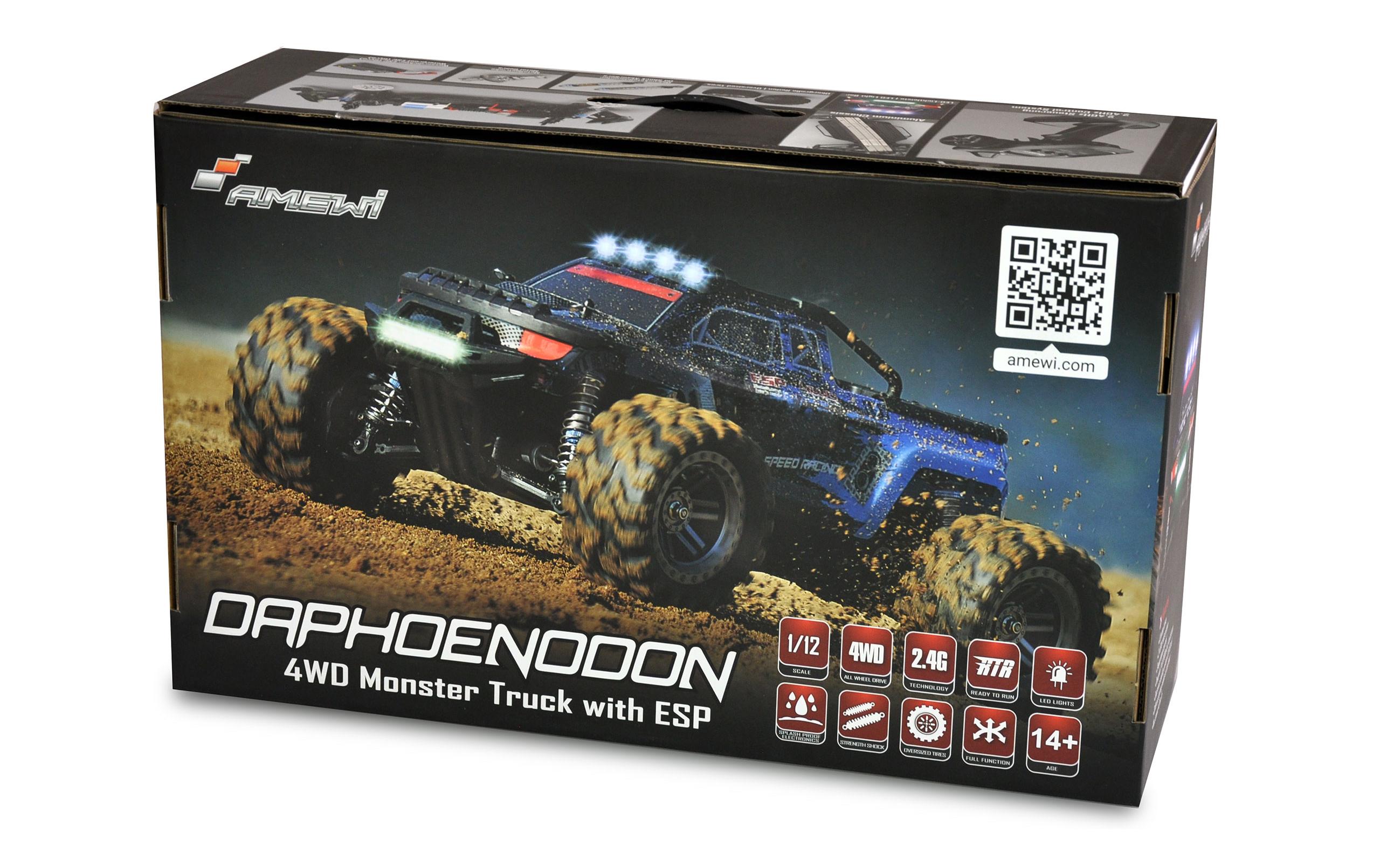 Amewi Monster Truck Daphoenodon 4WD, Rot RTR, 1:12