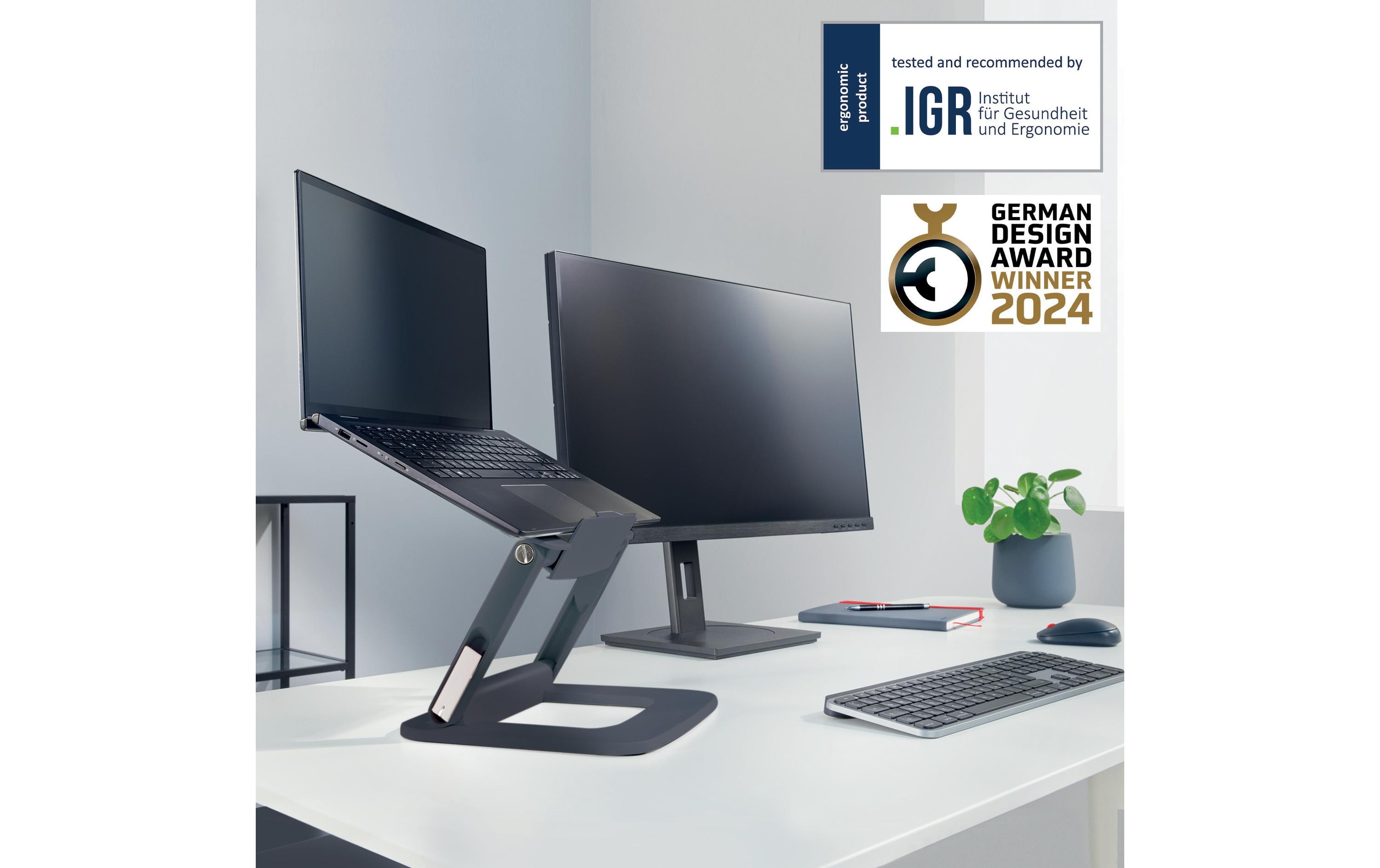 Leitz Notebook-Ständer Dunkelgrau, 80% recycelter Kunststoff