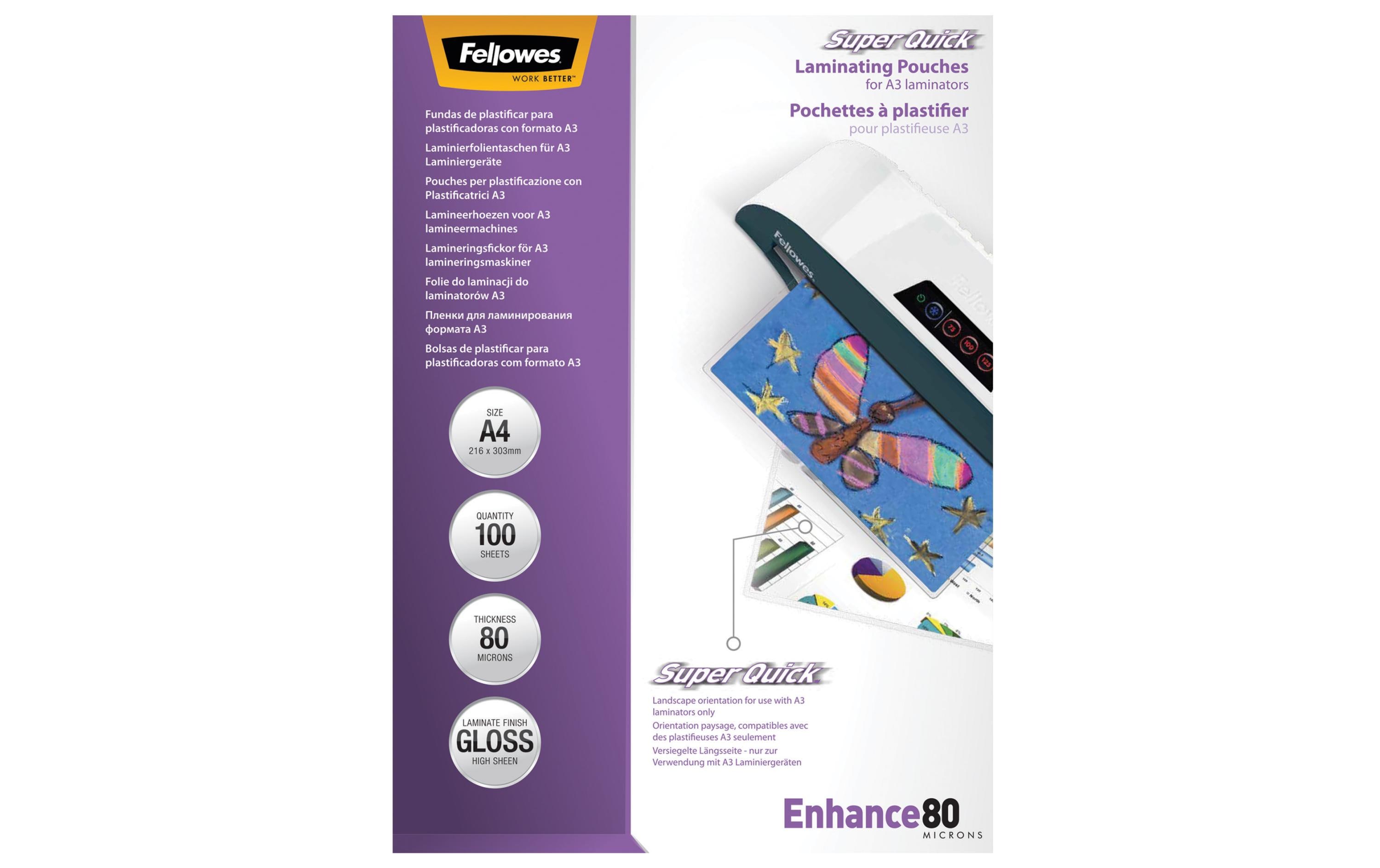 Fellowes Laminierfolie Superquick A4, , 100 Stück, Glänzend Fellowes Laminierfolie Superquick A4, , 100 Stück, Glänzend