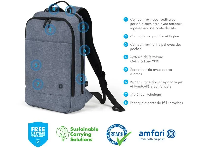 DICOTA Notebook-Rucksack Eco Slim MOTION 13 - 14.1 Grau DICOTA Notebook-Rucksack Eco Slim MOTION 13 - 14.1 Grau