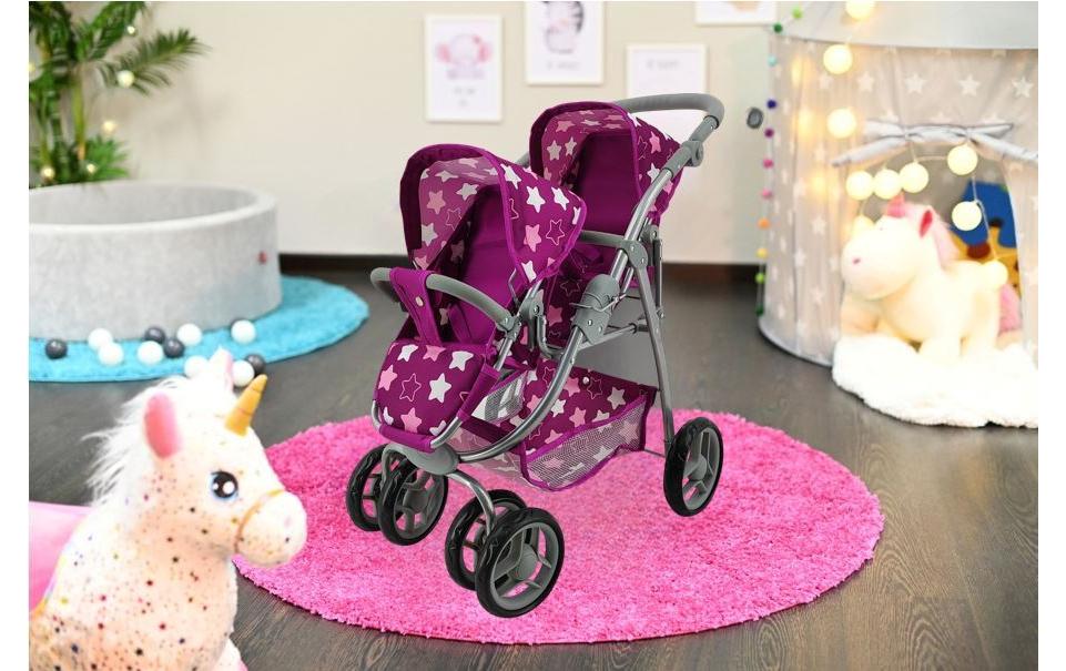 Knorrtoys Zwillingspuppenwagen Milo Star Dark Pink