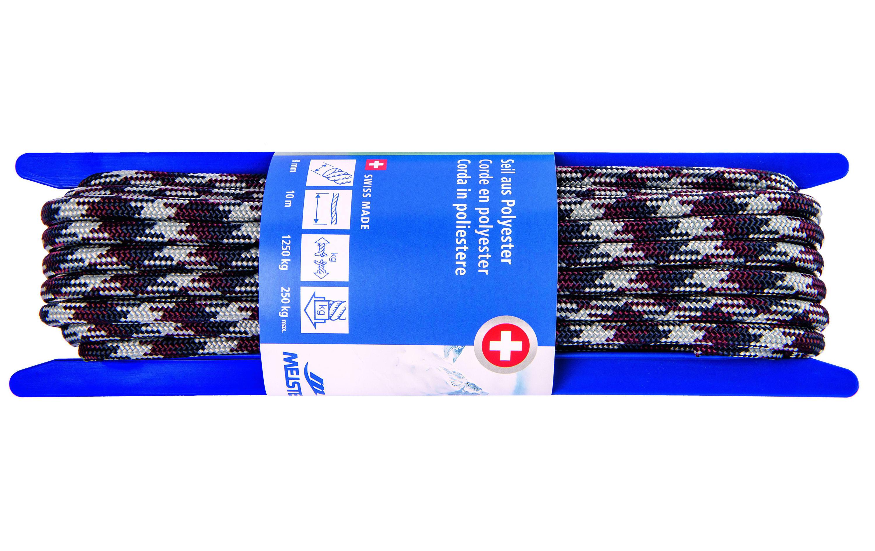 Meister Polyesterseil Ø 8 mm, 10 m, 1250 kg, Blau-Rot