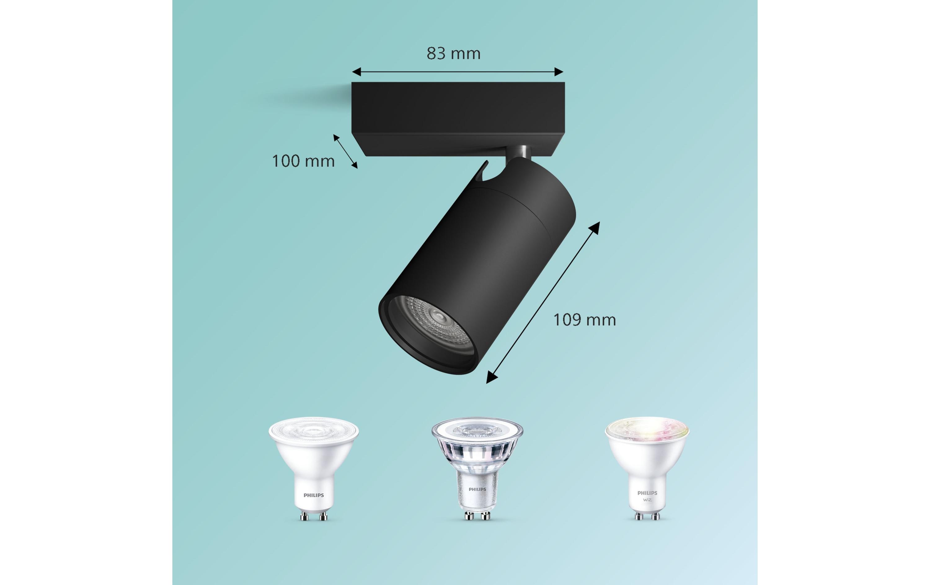 Philips Aufbauspot Idris GU10, IP44 Schwarz, ohne Leuchtmittel