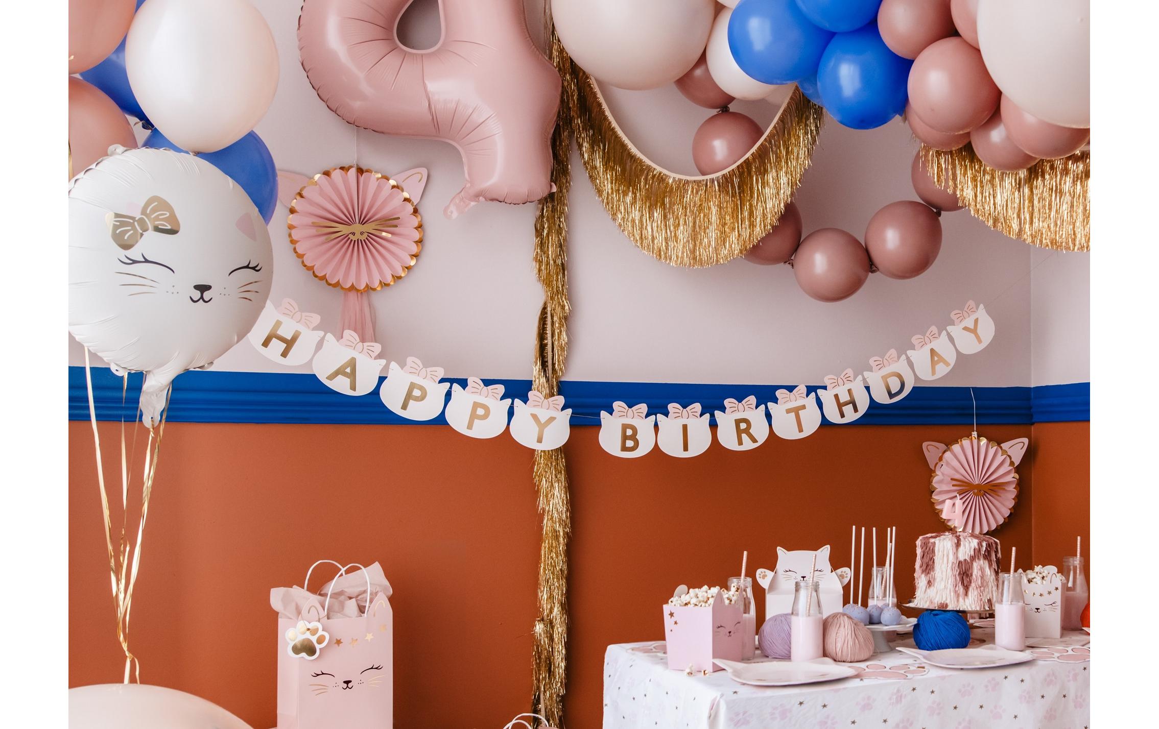 Partydeco Girlande Katze Rosa, 2.8 m