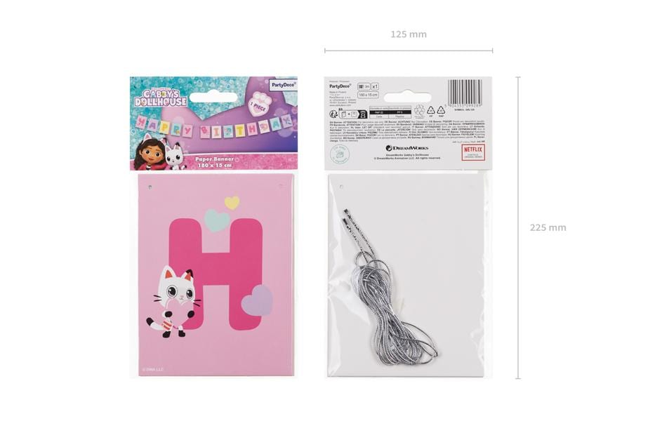 Partydeco Girlande Gabbys Dollhouse Happy Birthday, 1.8 m